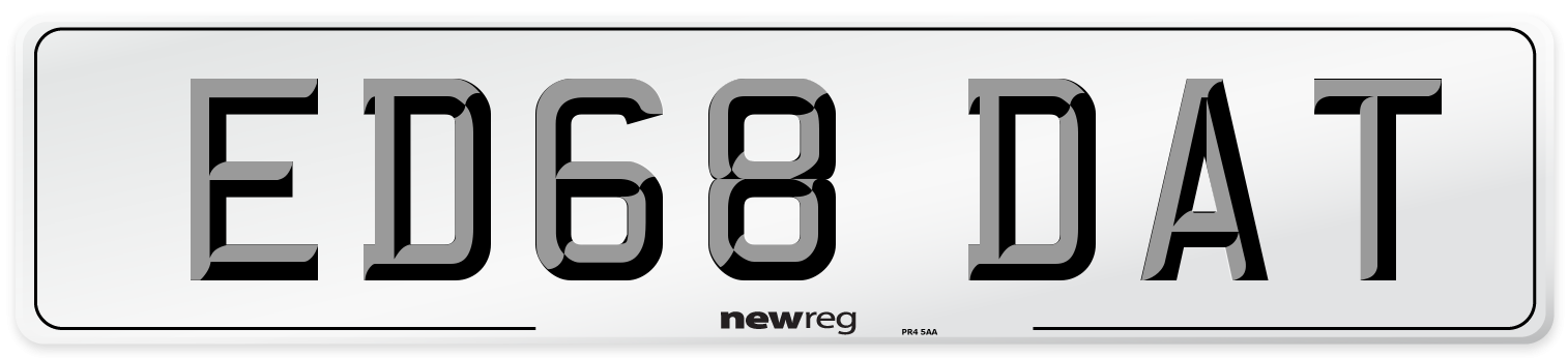 ED68 DAT Number Plate from New Reg